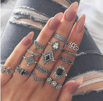 15 Pcs/set Bohemian style ring set