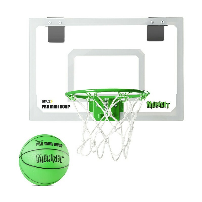 SKLZ Pro Mini Basketball Hoop Glow in the Dark with Green Ball