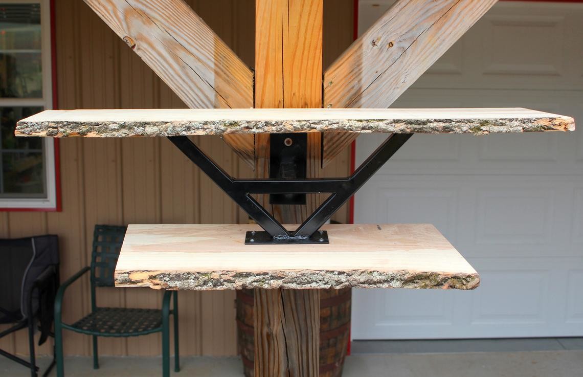 Custom Two Tier Live Edge Wood Shelf