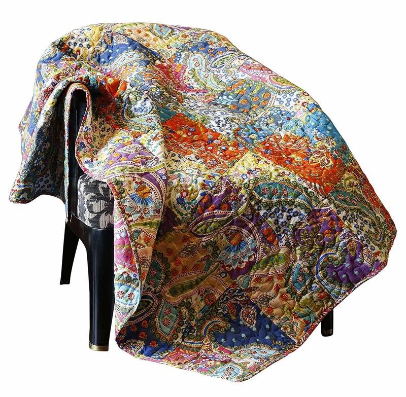 Patchwork Decorative Throw Blanket Multi Color Super Soft