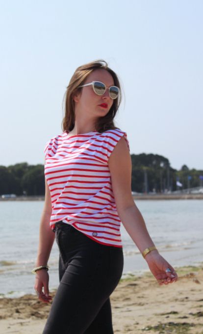 "Hoëdic" Marinière sans manches, 100% coton