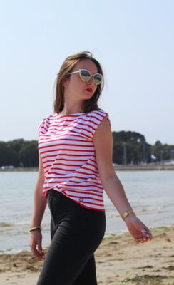 "Hoëdic" Marinière sans manches, 100% coton