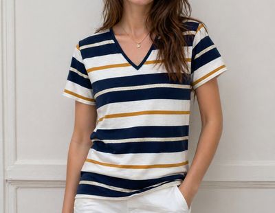 "Ile d'Oléron" Marinière rayée col V