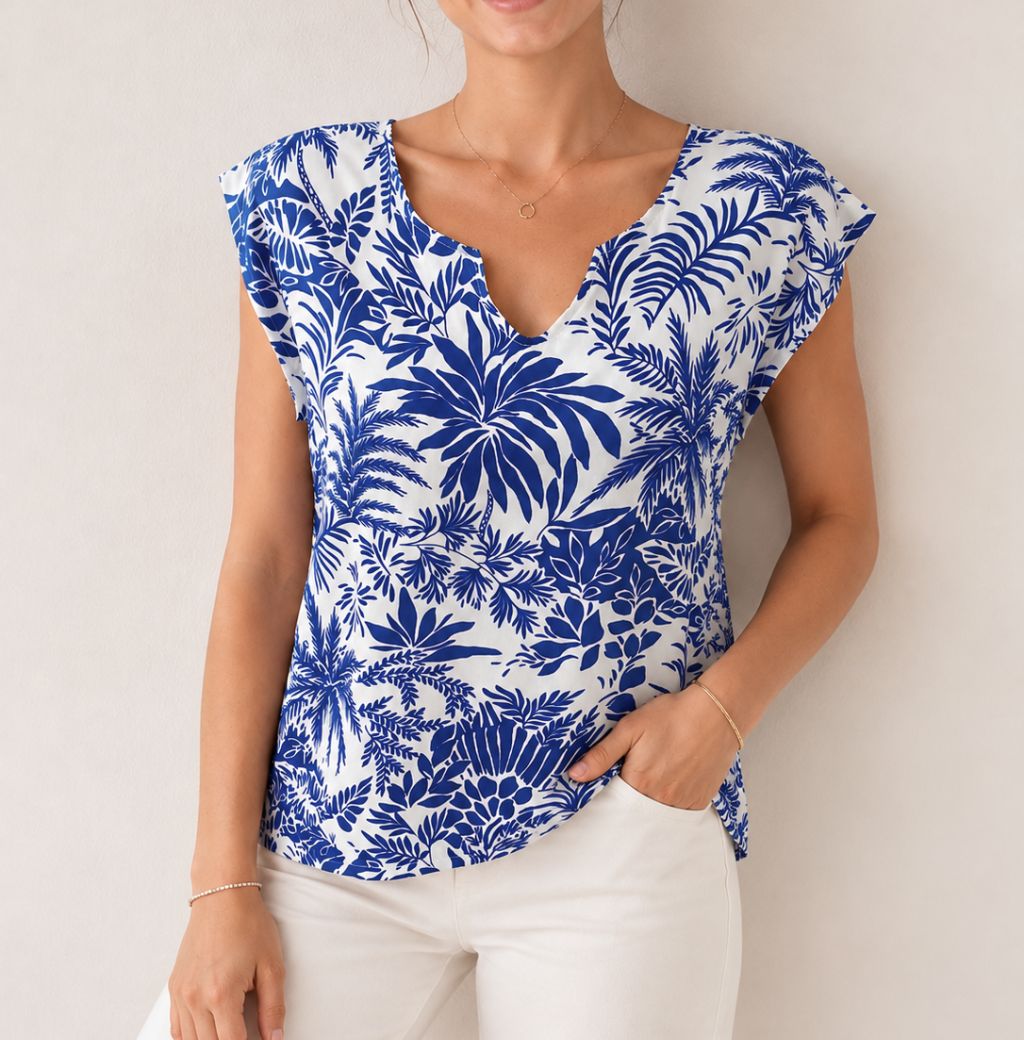 "Alixa" Top sans manches à motifs, viscose