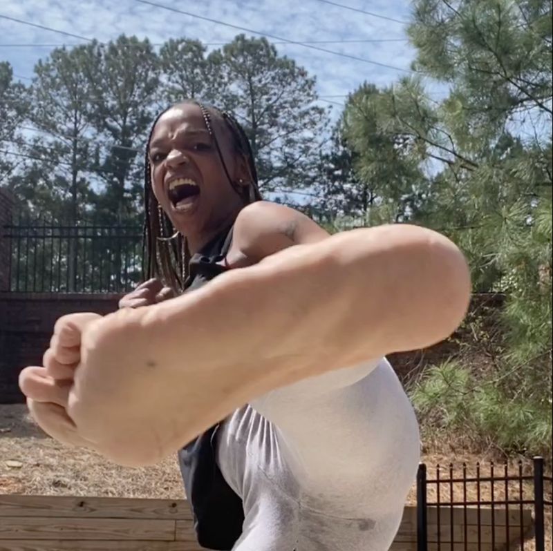 Goddess Eboni Having A “BALL” Tennis Shoes...socks...and Bare Foot Kicking &amp; Foot Worship POV 18m 51sec