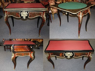 19th Century Antique French Louis XV Style Ormolu Inlaid Boulle Game Card Table