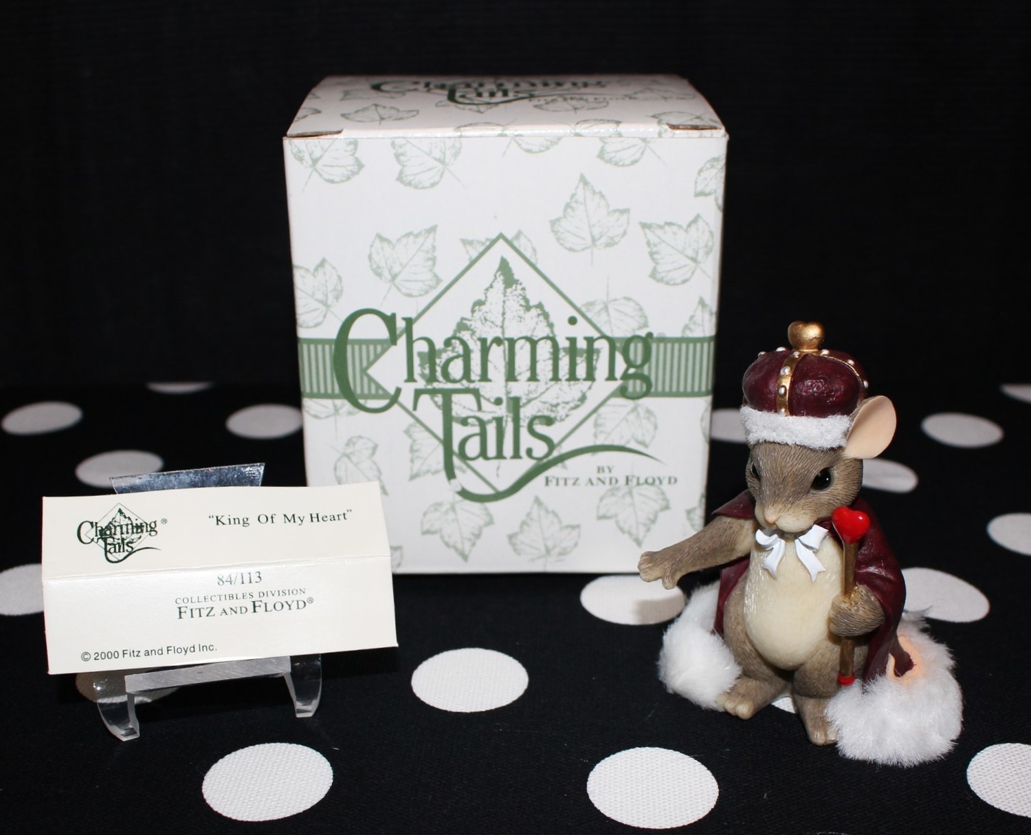 Charming Tails by Fitz & Floyd King of My Heart Mouse Figurine #84/113 in Box