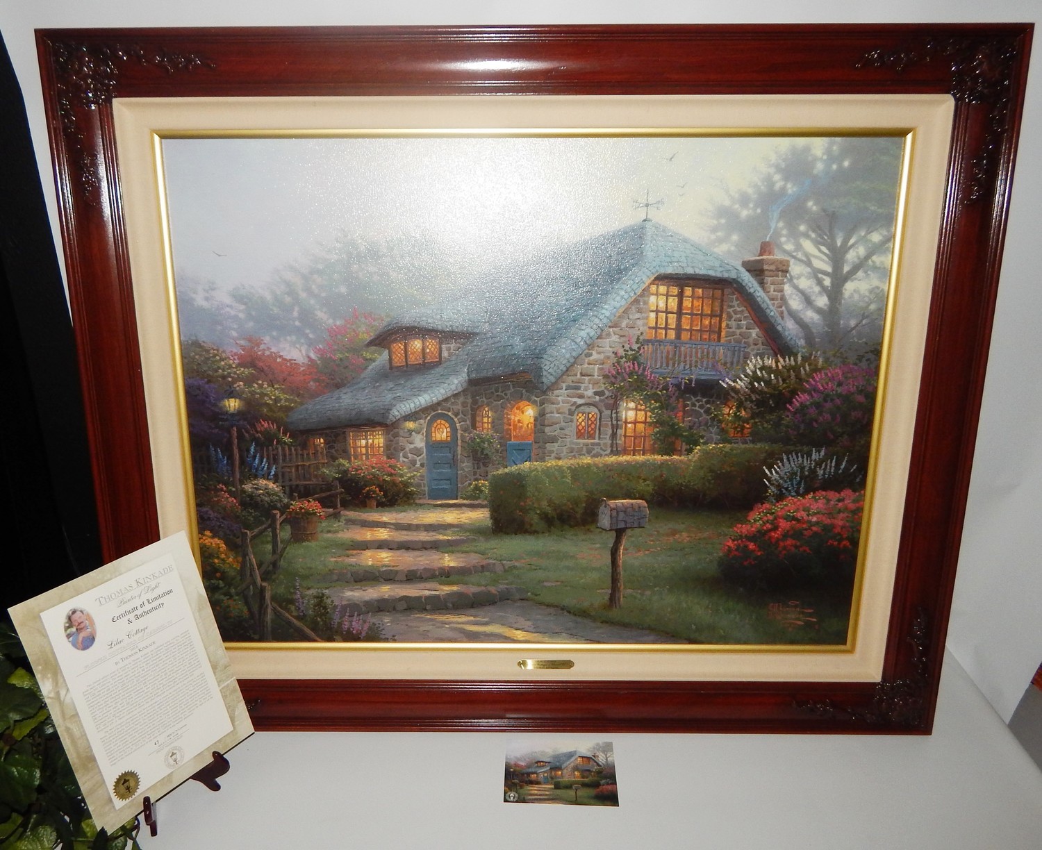Thomas Kinkade "Lilac Cottage" 34x26 Lithograph on Canvas, Signed Twice #47/3450