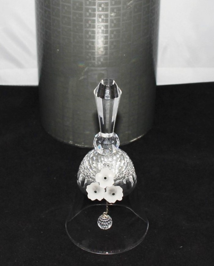 Swarovski Crystal White Frosted Flower Dinner Bell #7467 w/ Certificate & Original Box