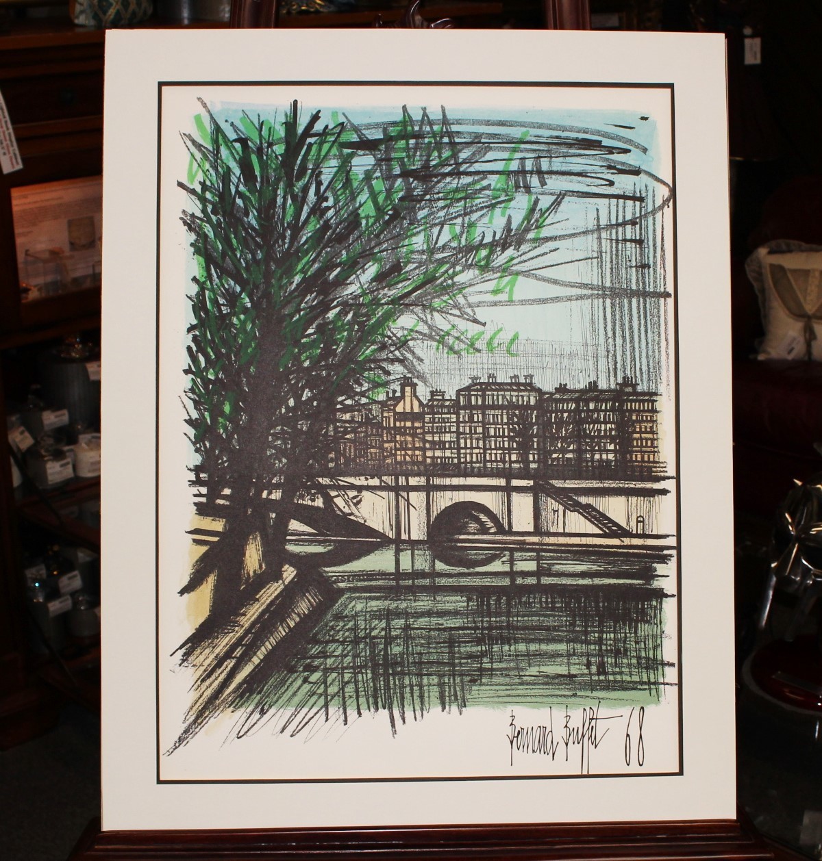 1968 Bernard Buffet “Canal St. Martin” Lithograph Art, Signed & Dated