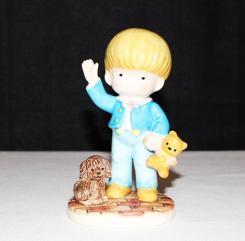 Joan Walsh 1981 Anglund Ebeling Reuss Teddy Bear 5&quot; Boy Porcelain Figurine