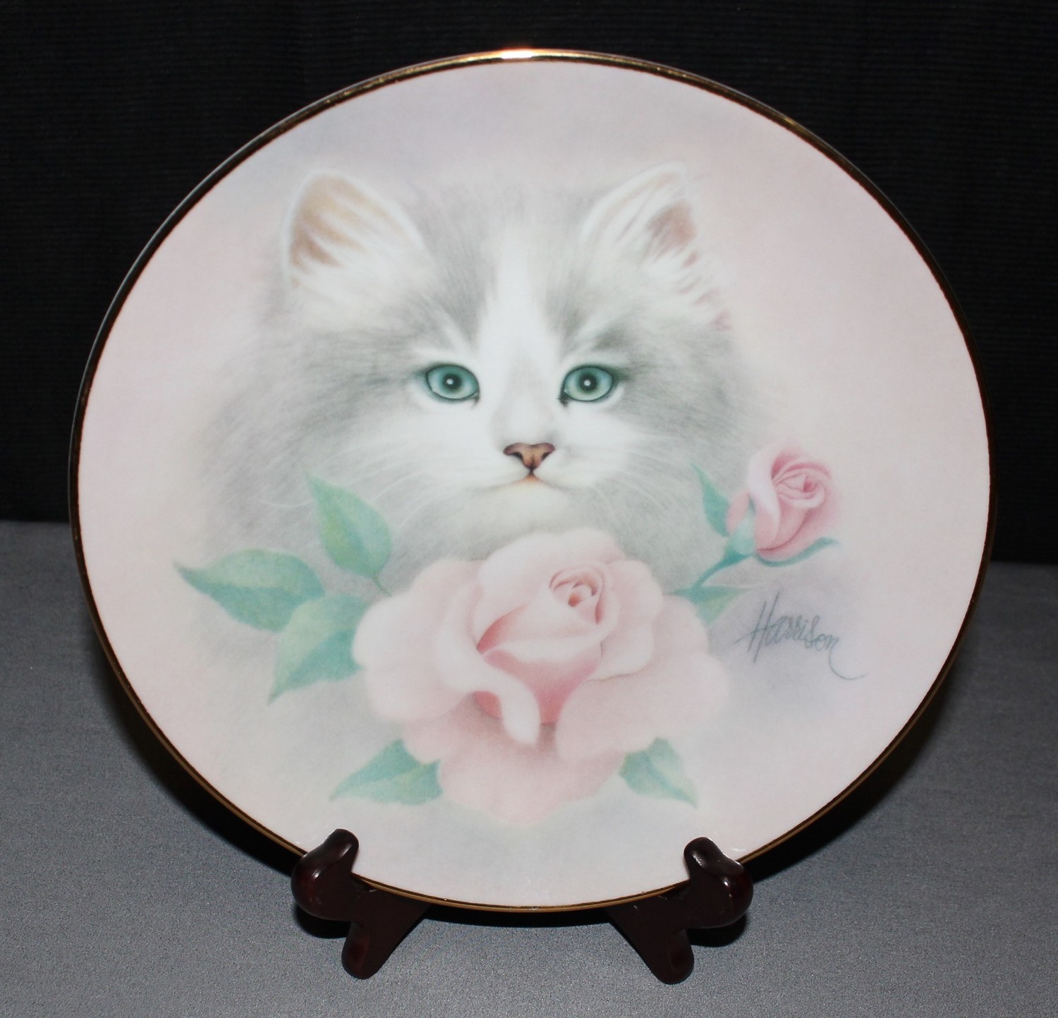 Hamilton by Harrison Blushing Beauties 1st Issue Petals & Purrs Collectors Plate