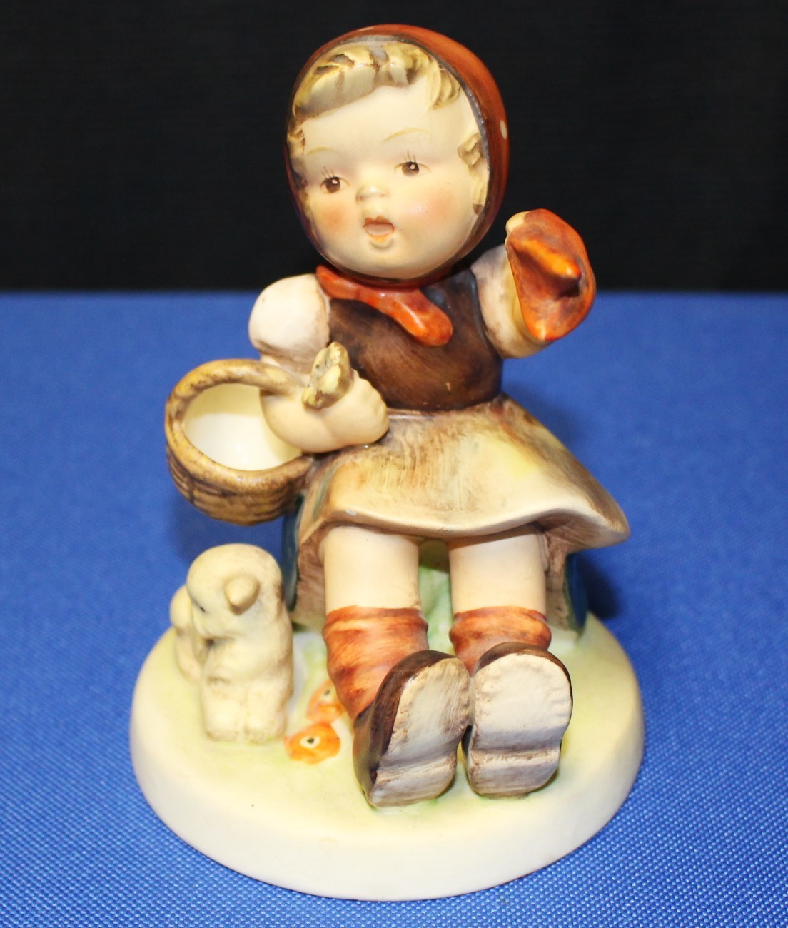 Goebel Hummel Farewell 4.75" Porcelain Figurine #65 TMK-2 Girl w/Baby Lamb