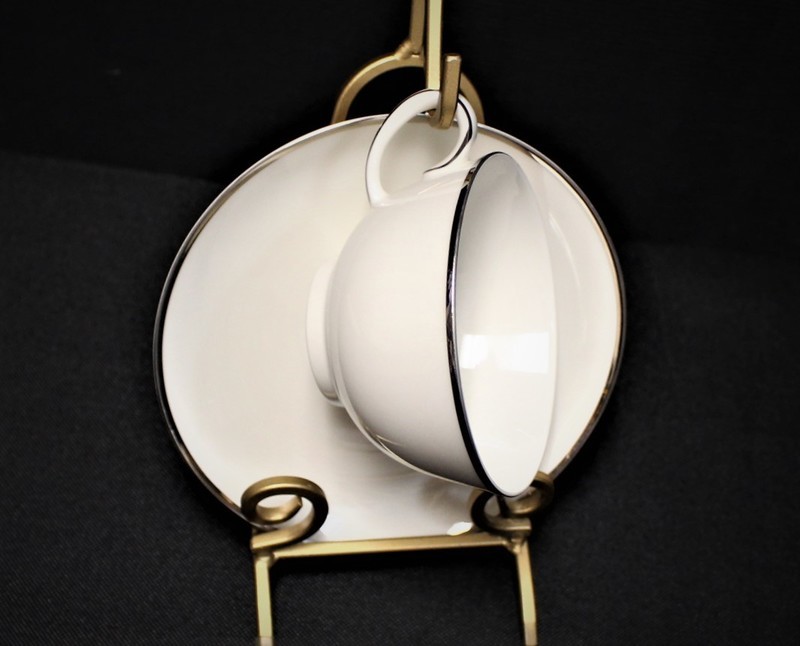 Noritake Ivonne Cup &amp; Saucer | Ivory with Platinum Trim | Pattern 7522 | Multiple Sets Available