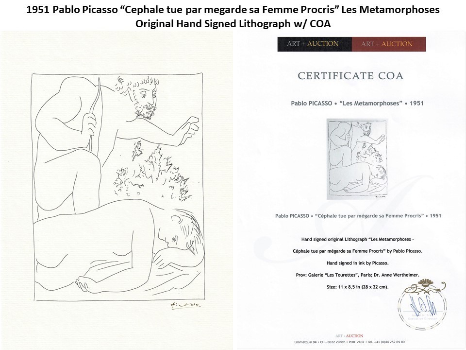 1951 Pablo Picasso “Cephale tue par megarde sa Femme Procris" Signed Litho w/COA