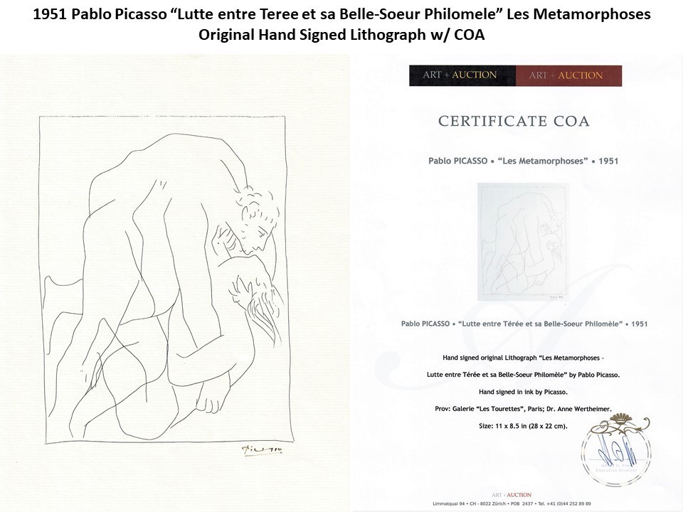 1951 Pablo Picasso “Lutte entre Teree et sa Belle-Soeur&quot; Signed Lithograph w/COA