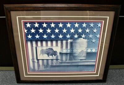James Carter American Buffalo 40 x 34 Framed Lithograph, Signed