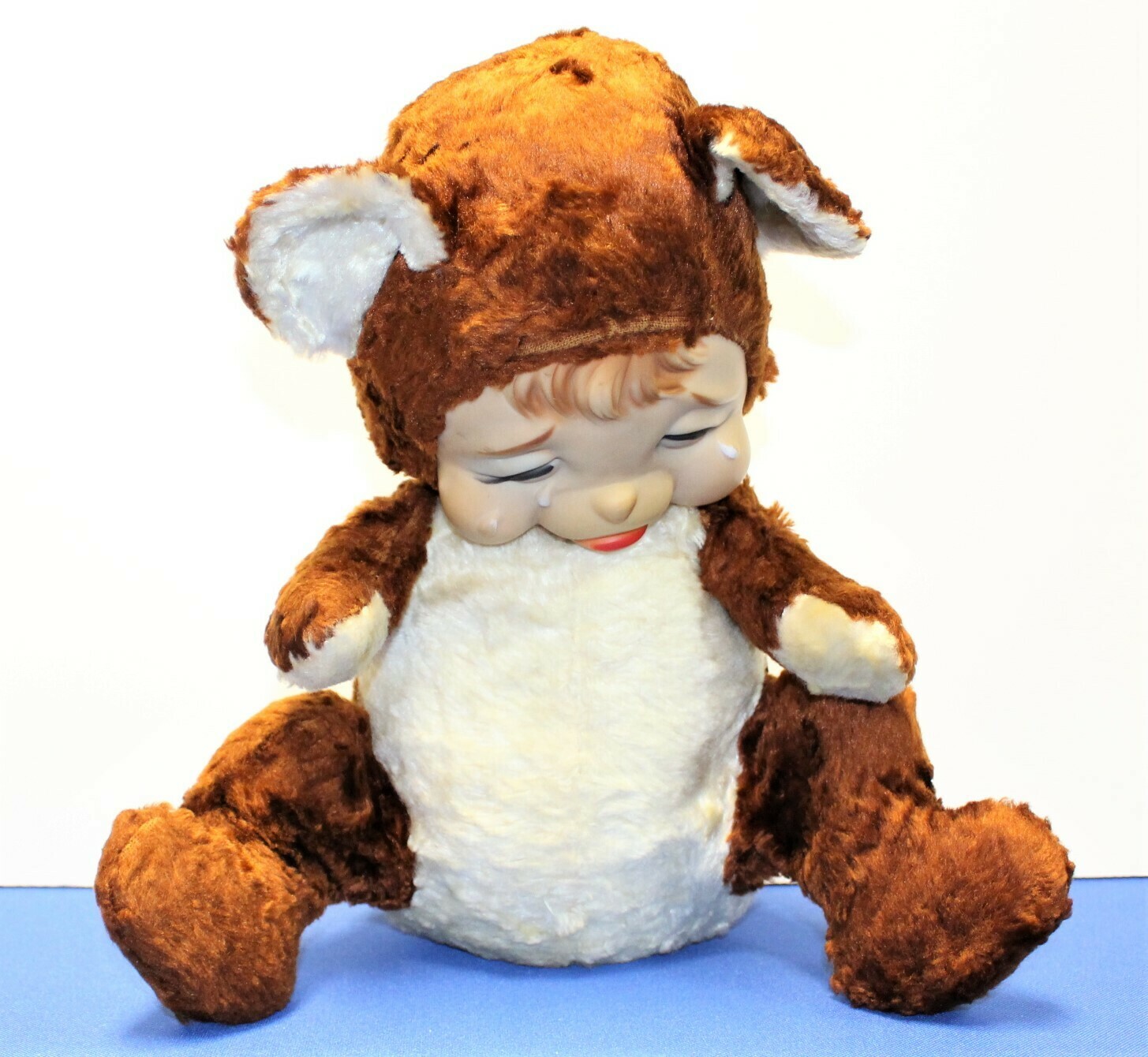 Rushton Rubber Face Vintage Sad 15” Plush Teddy Bear