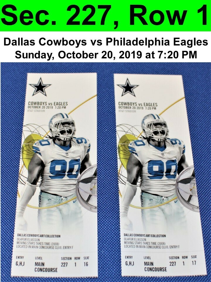 Two (2) Dallas Cowboys vs Philadelphia Eagles Tickets Sec. 227, Row 1, GREAT VIEW!