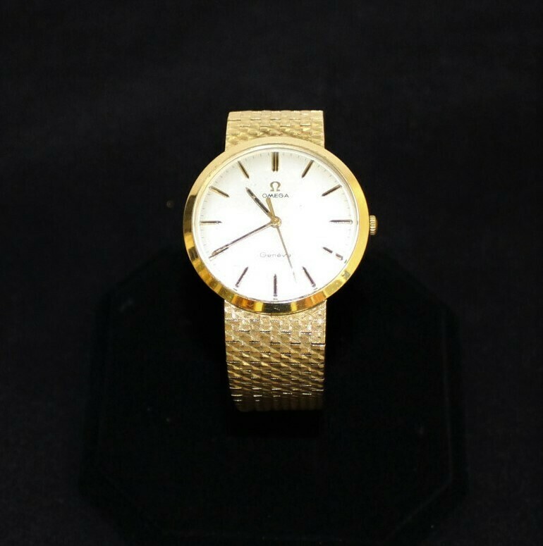 Men's Vintage Omega Geneve 18k Genuine Solid Yellow Gold Watch, Hallmarked
