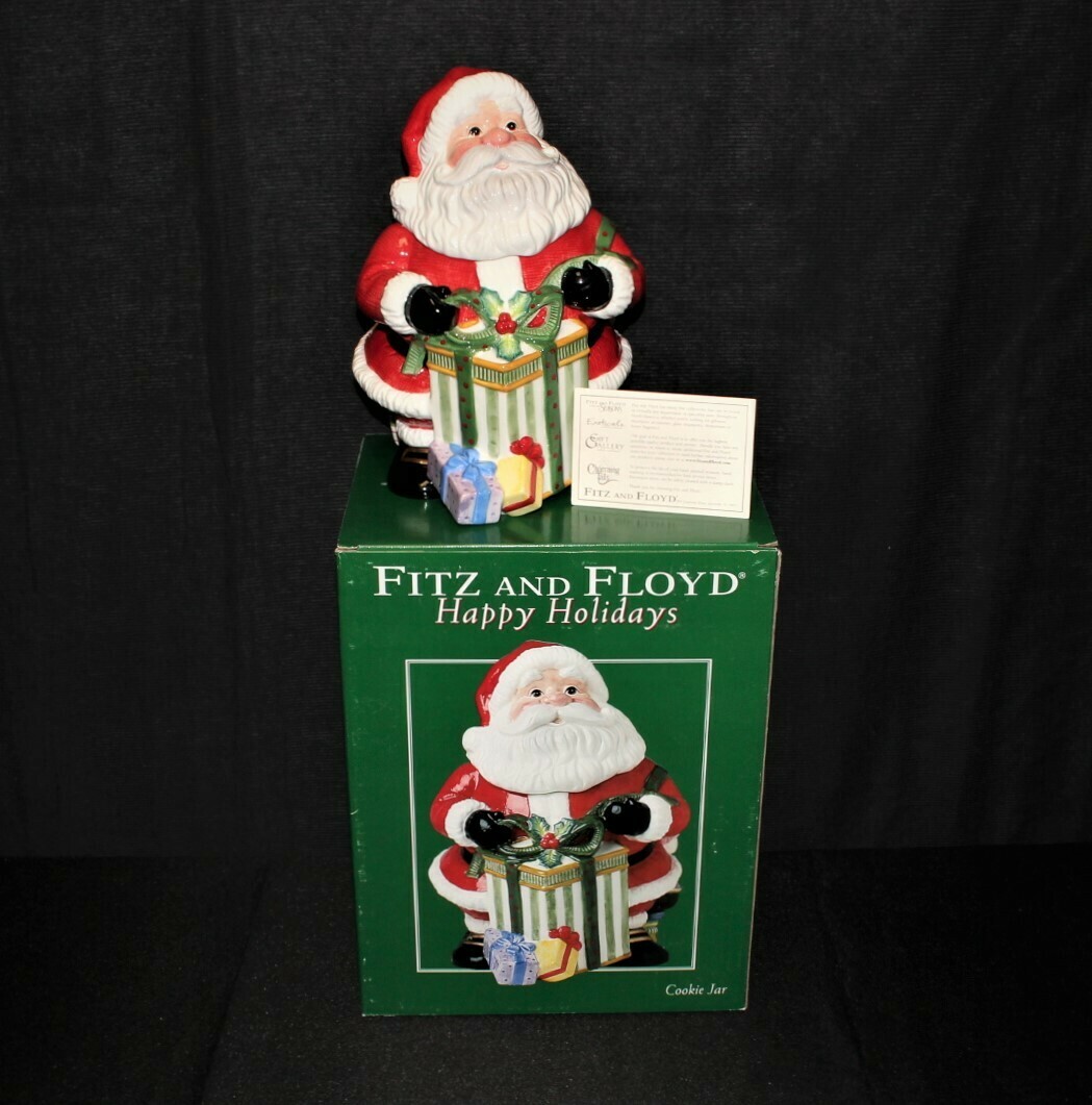Fitz & Floyd 2004 Happy Holidays Santa Claus Cookie Jar in Original Box, 2058/75