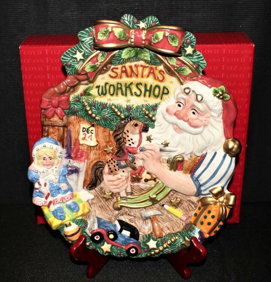 Fitz & Floyd Santa's Workshop Snack Therapy Snowman Canape Plate in Original Box