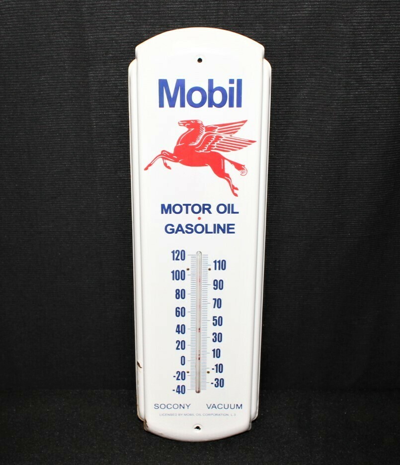 Vintage Mobil Oil Gasoline Pegasus Thermometer Advertising Sign Socony Vacuum