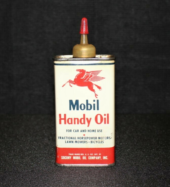 Vintage Mobil Handy Oil w/ Pegasus 4oz. Tin Can Trademark by Scony