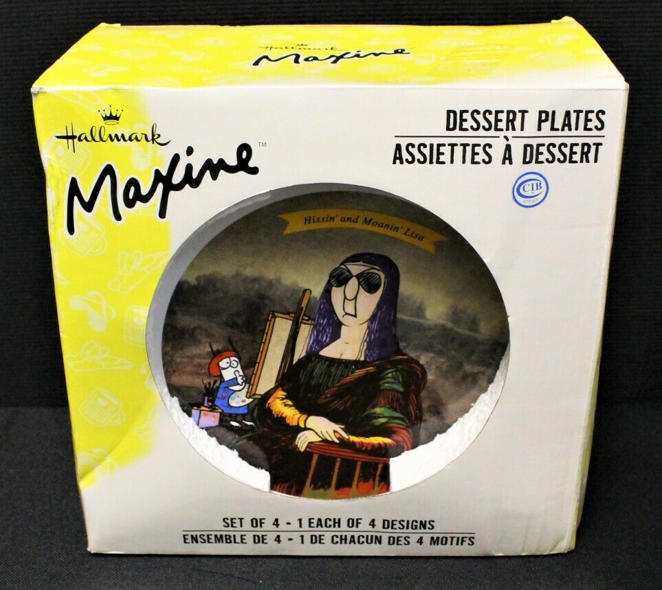 Set of 4 Hallmark Maxine 7” Dessert Plates in Box, Microwave & Dishwasher Safe