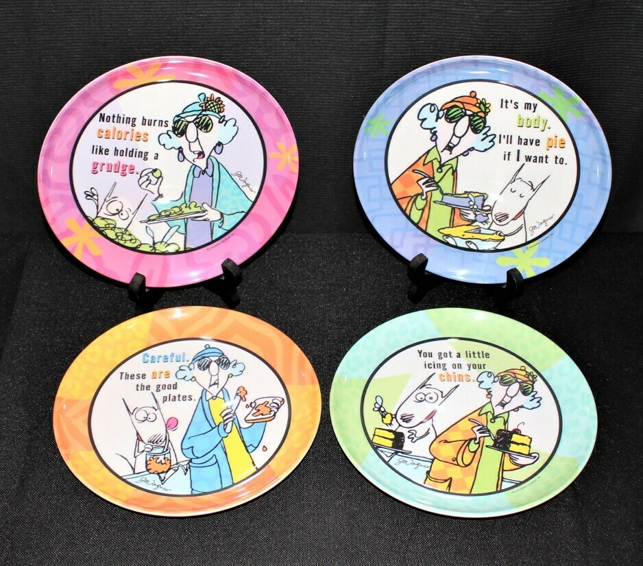 Set of 4 Hallmark Maxine and Floyd John Wagner 7.25” Plastic Dessert Plates