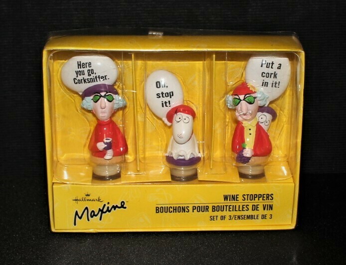 Set of 3 Hallmark Maxine and Floyd Wine Stoppers in Original Box