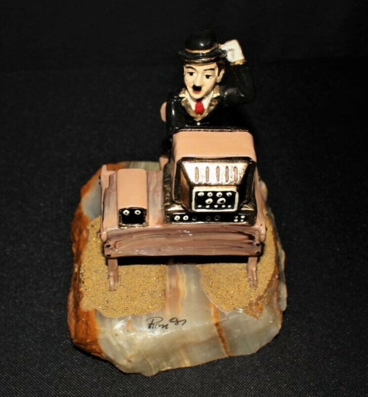 1987 Ron Lee Charlie Chaplin at the Computer Hand Painted 24kt. Figurine, Signed