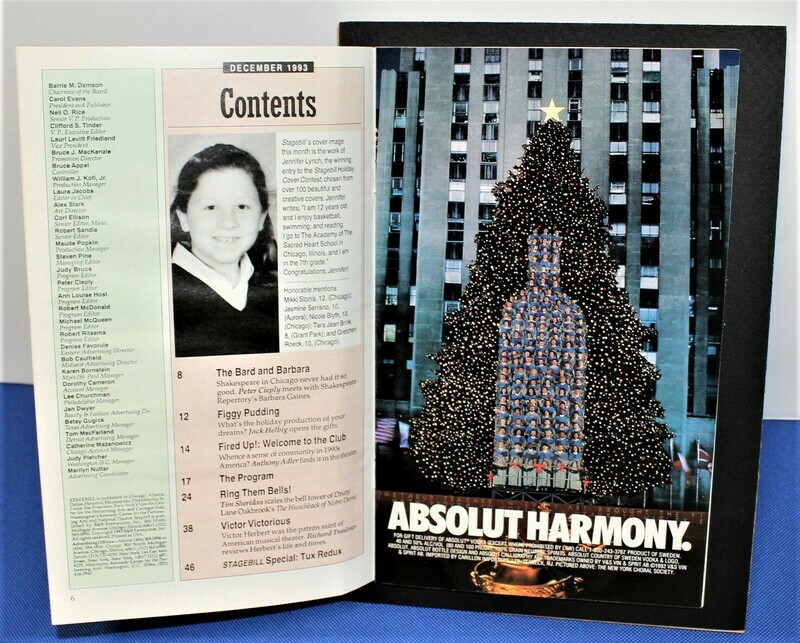 STAGEBILL 1993 DEC. HOLIDAY COVER Contest Winner Jennifer Lynch Theatre Program