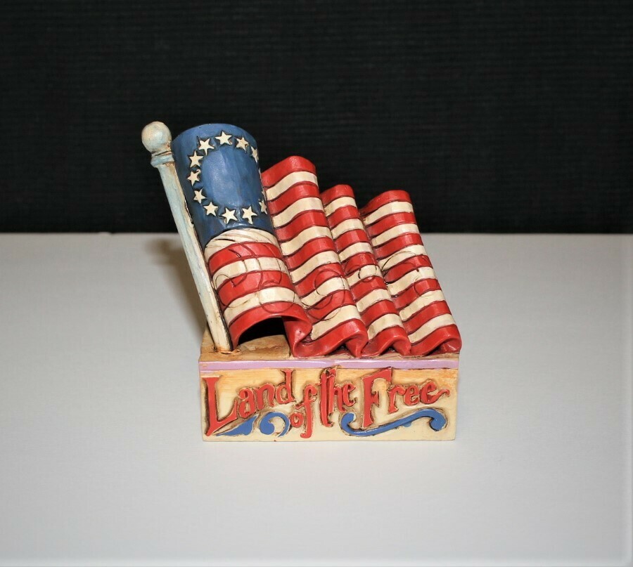 Jim Shore Miniature Land of the Free Patriotic Flag Figurine #4040712