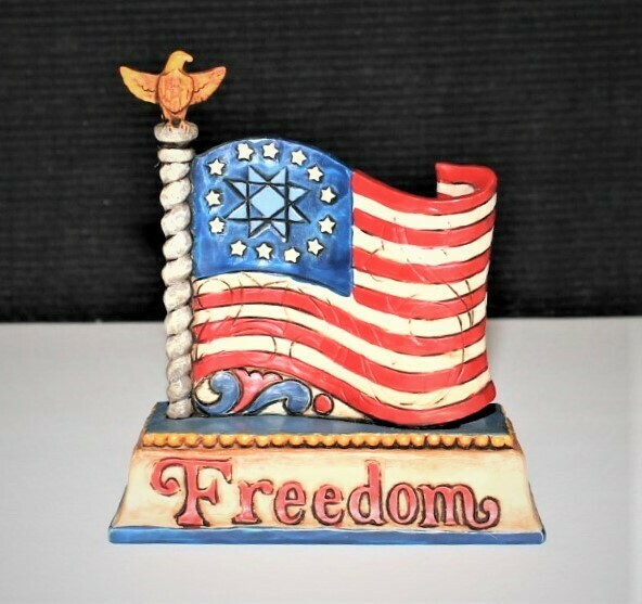 Jim Shore Miniature FREEDOM Patriotic Flag Figurine #4025849