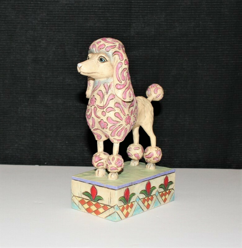 Jim Shore 2005 "Lulu" Pink/White Poodle Dog Heartwood Creek Figurine #V4004849