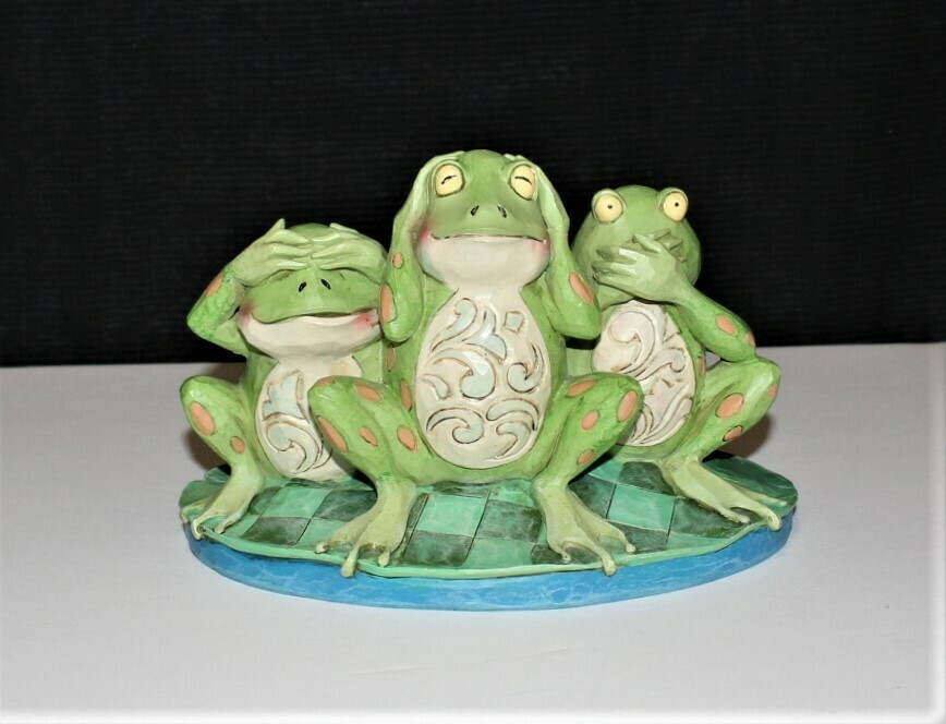 Jim Shore 2014 See No, Hear No, Croak No Evil Frogs on Lily Pad Figurine 4047051