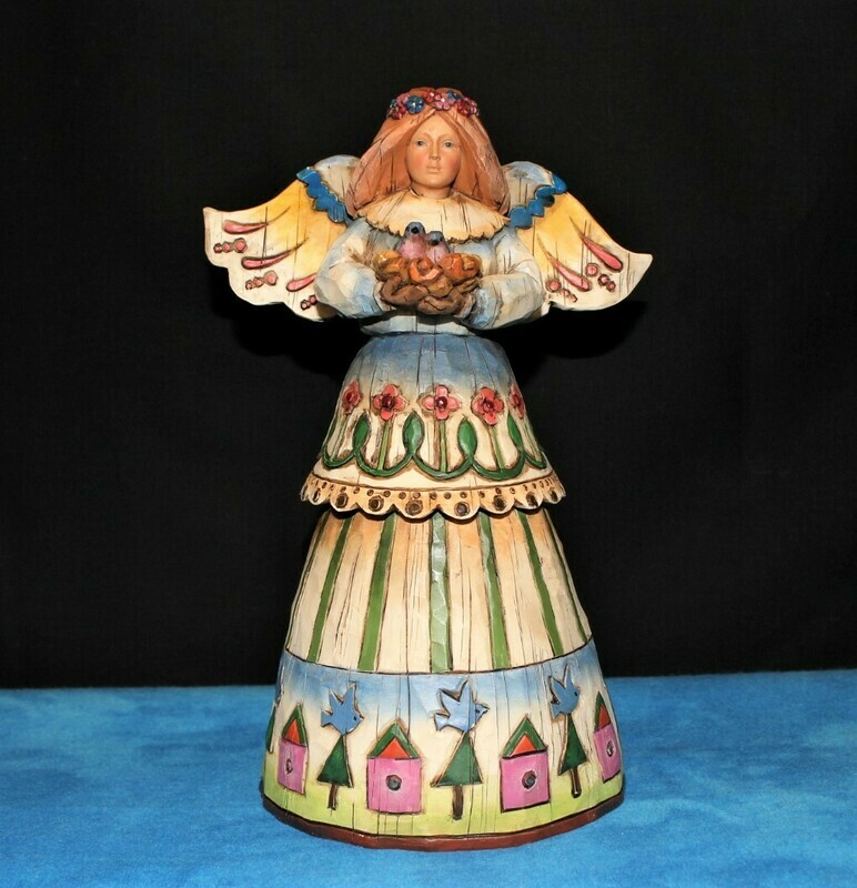 Jim Shore 2002 ANGEL OF LOVE with Birds in Nest Enesco Figurine, No. 108924