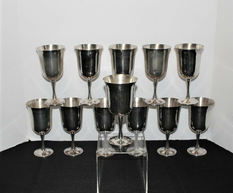 Set of 12 Salem Portugal 6.75" Silverplate Stem Wine Goblets