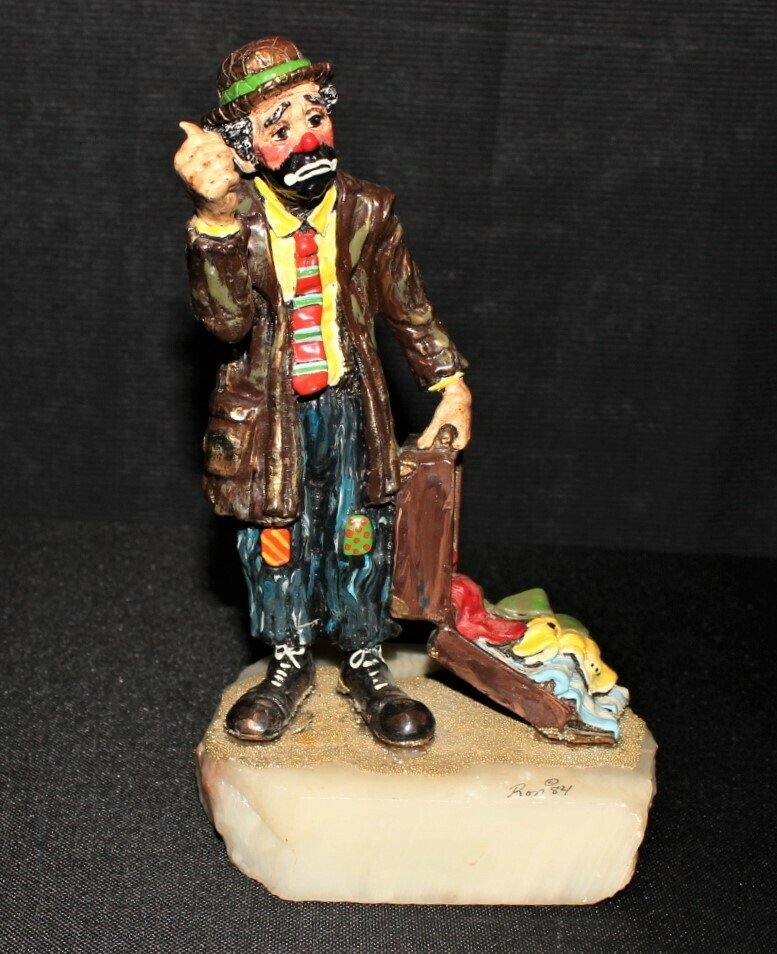 Ron Lee 1984 Knickers Emmett Kelly Hitchhiking Clown Sculpture Figurine #415