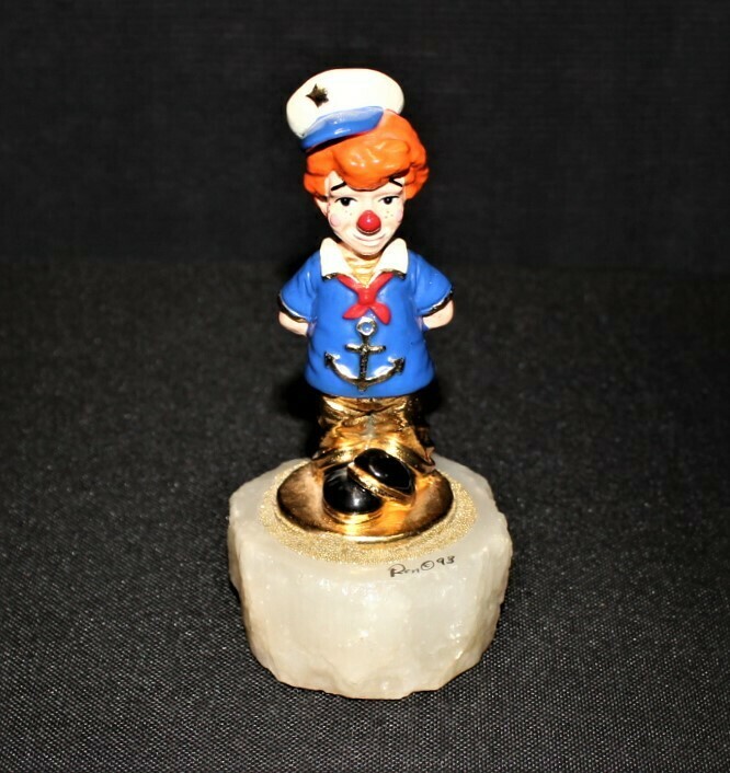 Ron Lee 1993 Little Mate Navy Sailor Clown Figurine on Onyx Base, Signed
