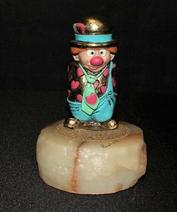 Ron Lee 1989 PUDGE Pink Hearts Clown Sculpture Figurine CCG2, Signed