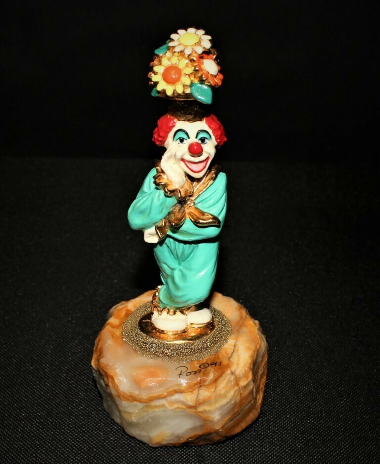 Ron Lee 1991 Potsie Hobo Clown Figurine #CCG4 on Onyx Base, Signed