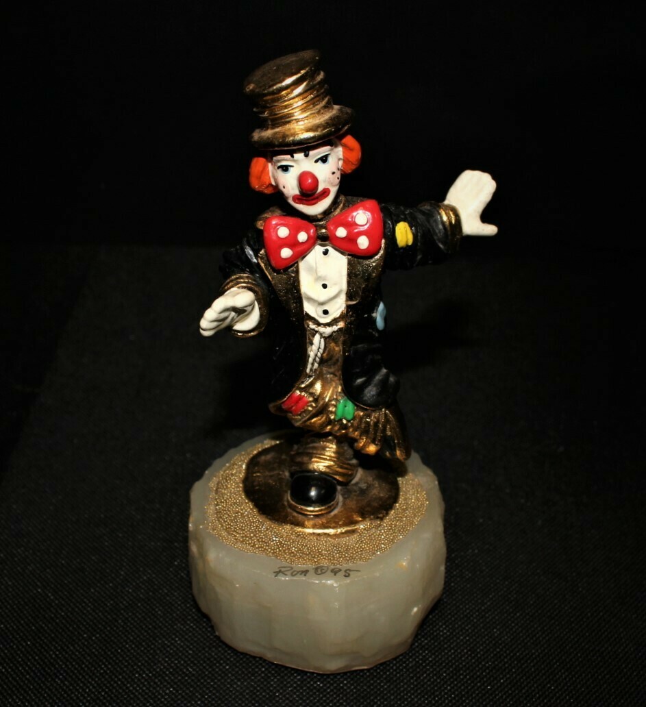 Ron Lee 1995 Chip Off the Old Block Dancing Clown Figurine on Onyx Base, Signed