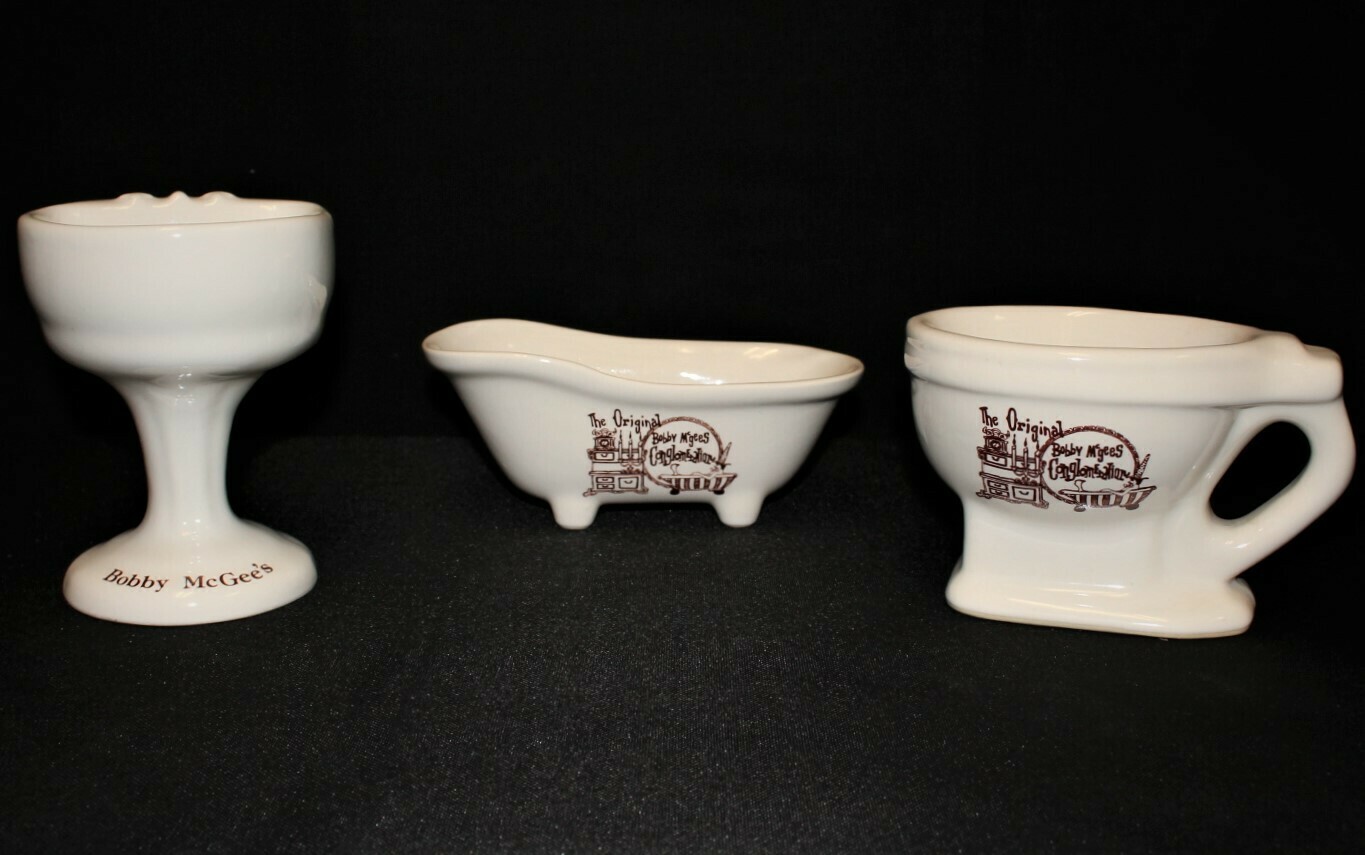 Bobby McGee’s 3-Piece Set 1970's Ceramic Tub, Sink and Toilet Shaped Mugs