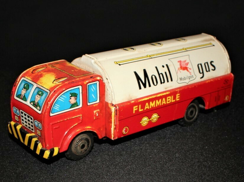 1930’s Mobil Gas Advertising Tin Friction Tanker Toy Truck