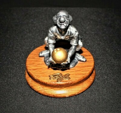 Ron Lee Fine Pewter Sportsmen Collection Hobo Clown Bowling Figurine on Base