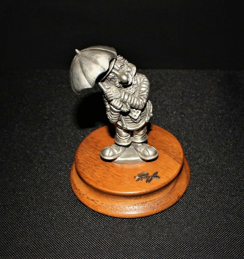 Ron Lee Clown with Umbrella Limited Edition 57/2500 Fine Pewter Figurine on Base