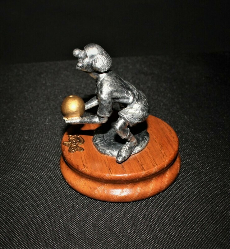 Ron Lee Fine Pewter Sportsmen Collection Hobo Clown Bowling Figurine on Base