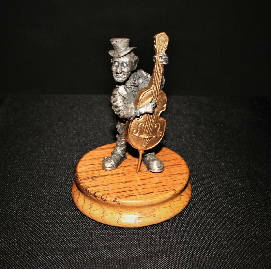 Ron Lee Fine Pewter Band Collection Hobo Clown Playing Cello Figurine on Base